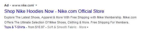 Nike Text Ad on Google